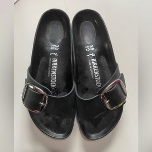 Birkenstock Big Buckle Madrid- Black.  NEW Without Tags Size 38 Narrow Fits 7.5